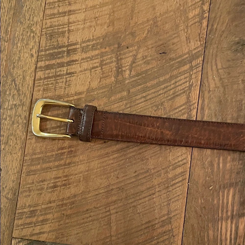 Cole Haan Brown Leather Belt with Gold Buckle